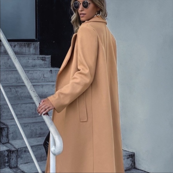 Trench coat pea coat jacket charcoal gray grey - Picture 10 of 16